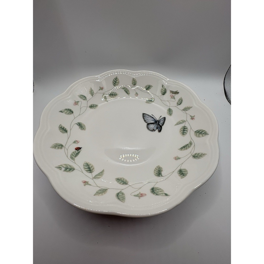 Set Of 4 Lenox Butterfly Meadow Bowls Pasta Salad Soup Scalloped Edge